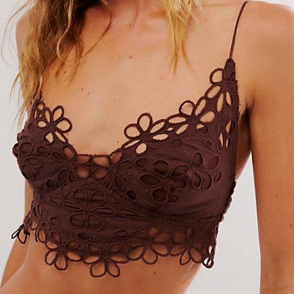 Free People Intimately Free Asteria dark brown Hot Fudge Bralette top size small - Picture 4 of 7